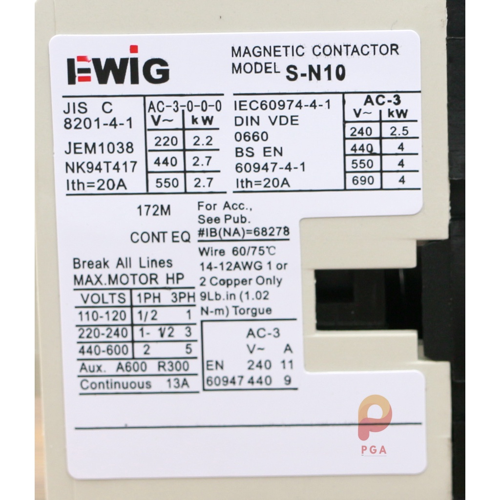ID CONTACTOR SN-10 ( 20A ) / KONTAKTOR SN-10 ( 20A )