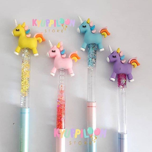 

Pulpen Gel unik lucu Glitter Air Unicorn 3037