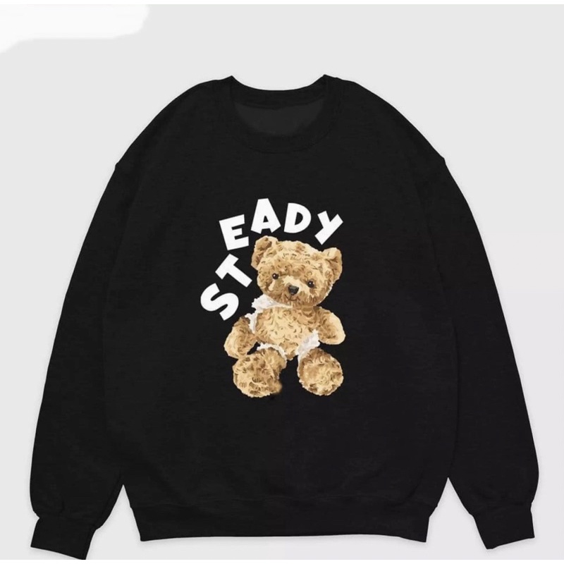 SWEATER STEADY BEAR SABLON PRINTING BAHAN FLEECE