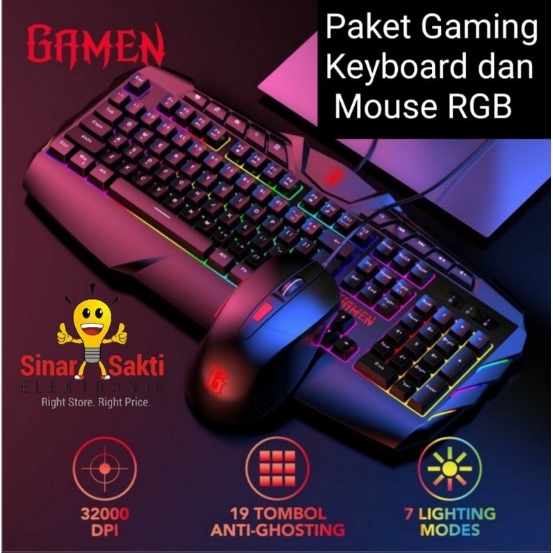 Gamen Mouse Gaming Dan Keyboard Set Bundle Paket Combo Station Garansi