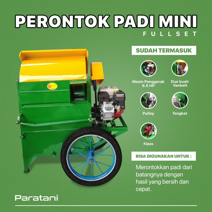 ✨READY✨ Mesin Perontok Padi Mini Roda Fullset