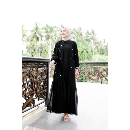 Artemis Fashion~ VALLEN MAXI DRESS (Outer Inner bisa Lepas Pasang) Outer Bahan Ceruty // OLIVA MAXI (LD ±106 pjg ±136) - Dress Combin Ceruty Mutiara - Gamis Pesta Busui