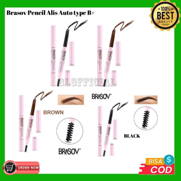 Brasov Pencil Alis Auto type B+ sikat 0.39 Gram Eyebrow Pencil Automatic Otomatis Putar Screw Turn Original BRASOV