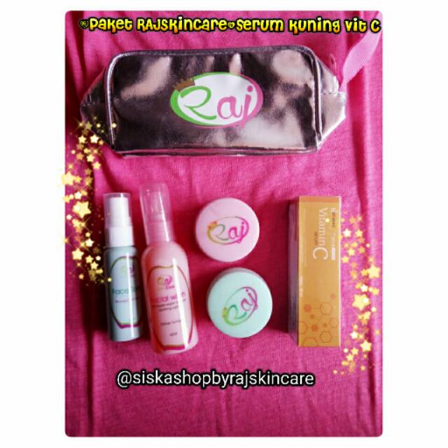 Cream raj skincare original + serum kuning vit c hanasui