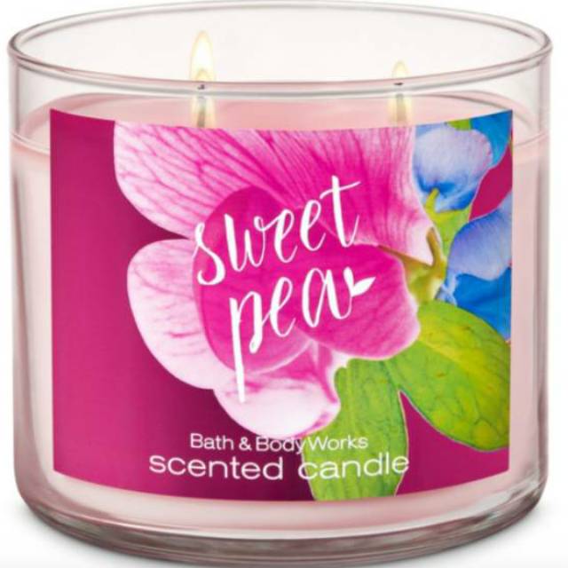 BATH &amp; BODY WORKS BBW SWEET PEA 3-WICK SCENTED CANDLE 411 G LILIN WANGI SUMBU UKURAN BESAR