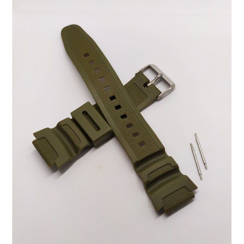 TALI STRAP JAM TANGAN CASIO AE-1000/ AE-1100/W-S200H/ SGW-300 / SGW-400/ SGW-500 WARNA HIJAU ARMY
