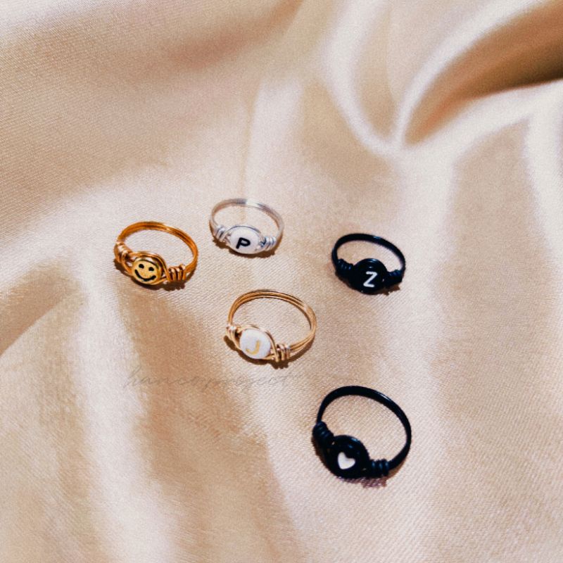 cincin huruf aesthetic • cincin simbol • wire ring aesthetic • initial ring