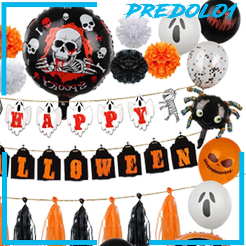 (Predolo1) Balon Latex Aluminum Foil Tema Halloween Untuk Dekorasi Ulang Tahun