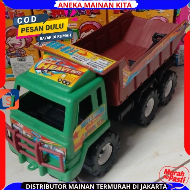 Mobil mobilan Mainan Truk Dump Muatan Pasir ukuran Besar - Mobil Mobilan Truck Tarik Edukatif