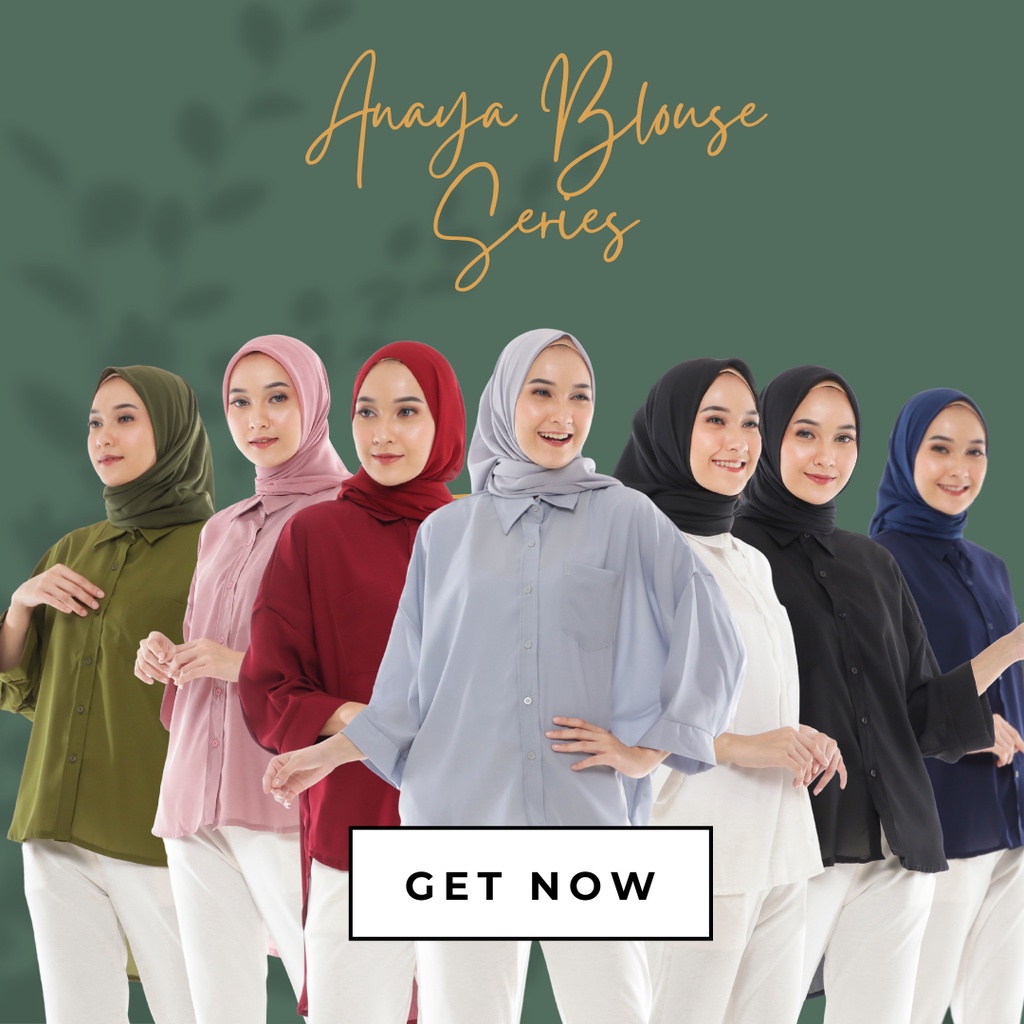 Pakaian Atasan Kemeja Blouse Muslim Wanita Panjang Polos Busana Fashion Muslim Anaya Blouse Series