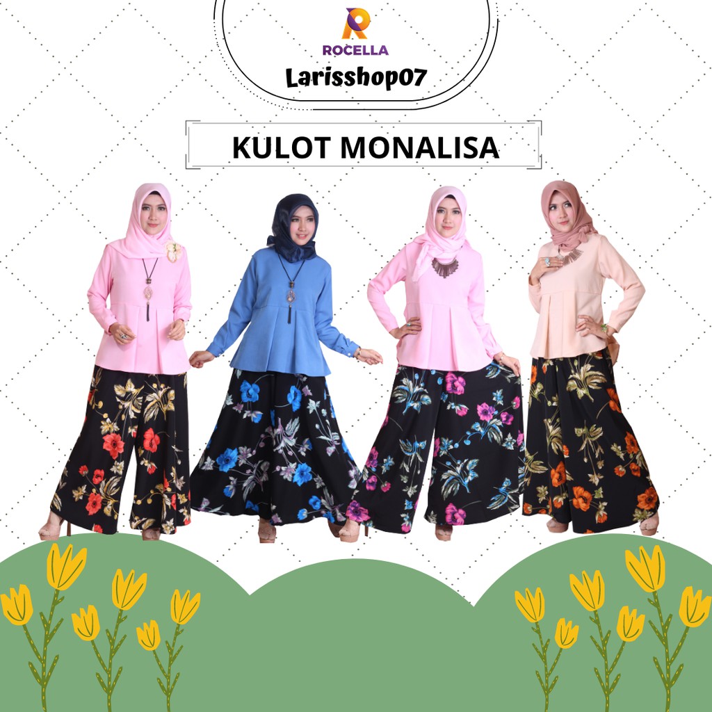 Kulot Wanita | Kulot Panjang | KUlot Motif Bunga Rocella Kulot Monalisa