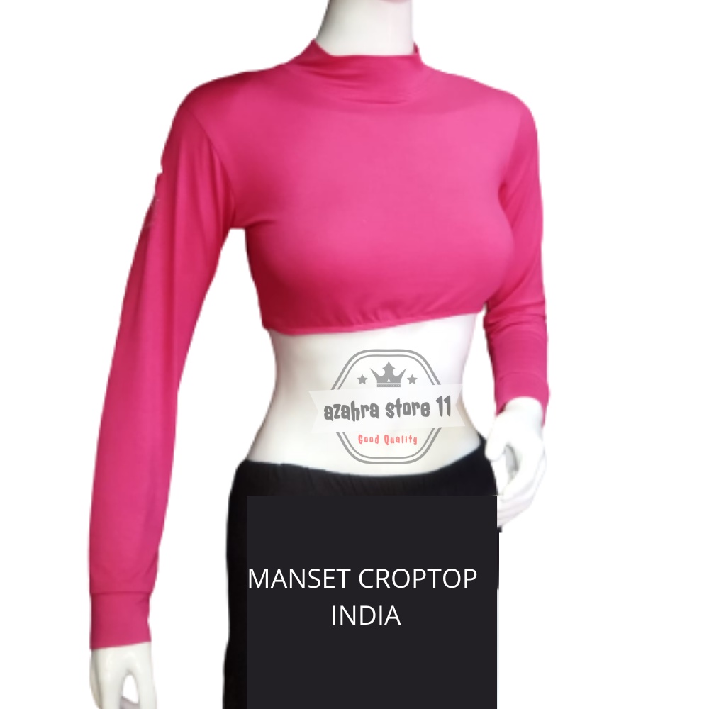 MANSET INDIA CROPTOP MANSET INDIA LENGAN PANJANG WANITA LEHER BERDIRI TURTLENECK CROP INDIA BAHAN RAYON SUPER INNER BANJU MUSLIM