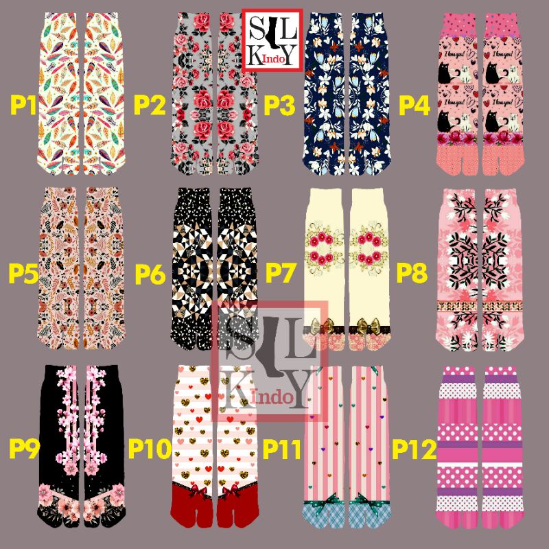 TERLARIS 12 MOTIF KAOSKAKI PRINTING MUSLIMAH PRODUKSI SENDIRI BAHAN BAGUS HARGA HEMAT