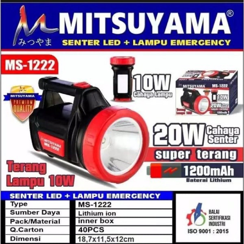 SENTER MITSUYAMA MS-1222 20W - Senter Ronda 20W - Senter Led emergency