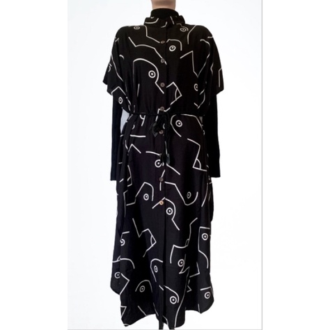 Dres Rayon Motif Import/Kaftan Full Kancing FREE BELT