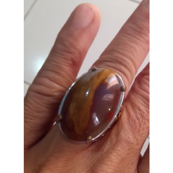 Batu akik motif ikan+Ring