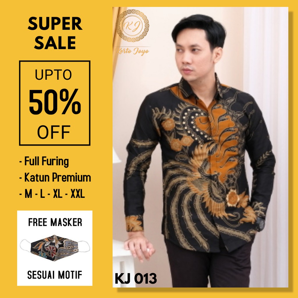 Batik Pria Lengan Panjang Slim Fit Keris Modern Premium Baju Atasan Kemeja Batik Cowok Alisan Prabus