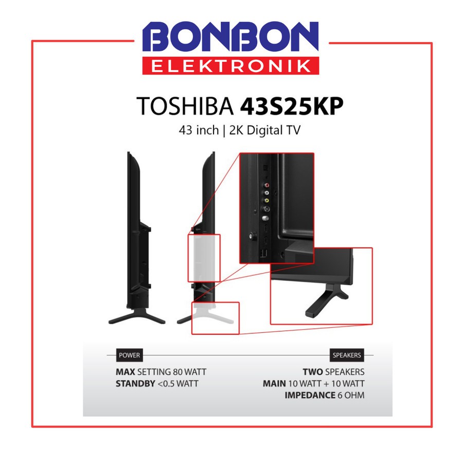 Toshiba LED Digital TV 43 Inch 43S25KP FHD