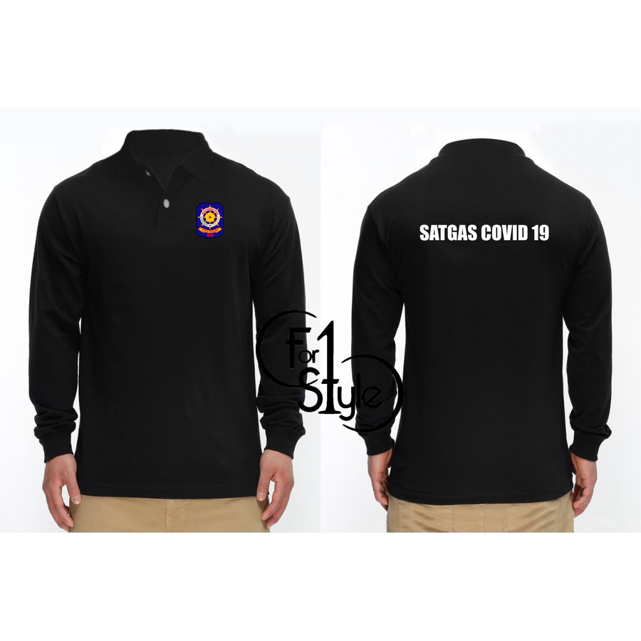 KAOS SATPOL PP SATGAS COVID 19 LENGAN PANJANG BERKERAH - POLO PANJANG SATPOL PP MURAH