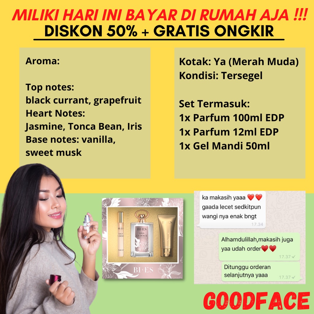 PARFUM WANITA ORIGINAL BIES VIVA LA DOLCE GIFT SET - PARFUM SET BIES VIVA LA DOLCE ISI 3