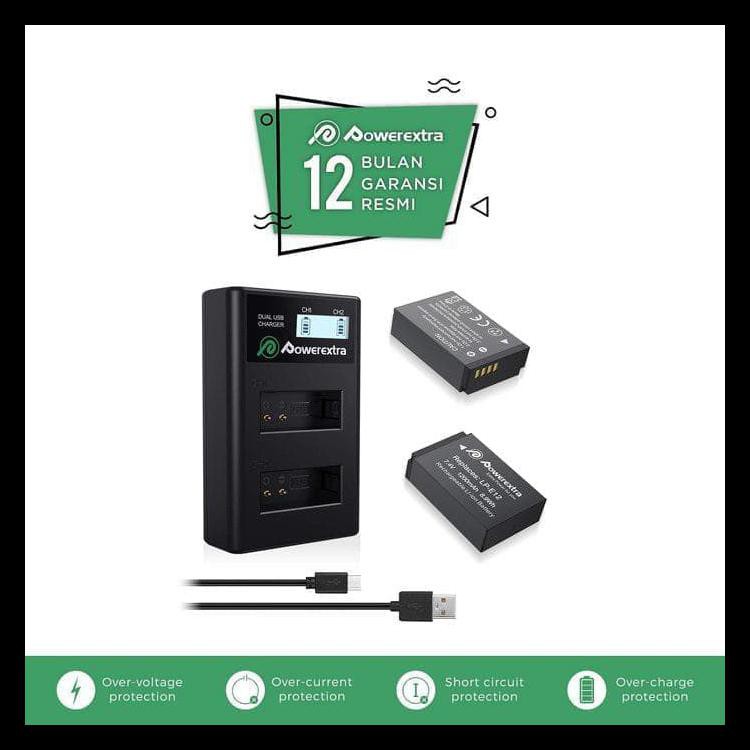 TERBAGUS BATERAI 2-PACK AND CHARGER FOR CANON LP-E12, EOS 100D M50 M10 M100 ORIGINAL 100%