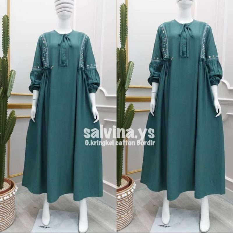 GAMIS CRINGKLE SALVINA YS ORIGINAL/GAMIS KRINGKEL BORDIR SALVINA/BORDIR SAMPING TALI PITA/AHMED.STOR
