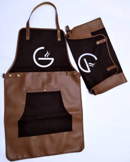 Apron barista celemek cafe apron barbershop celemek cukur rambut kanvas varian warna dan high quality sintetis for barbershop,waiter dll include bordir