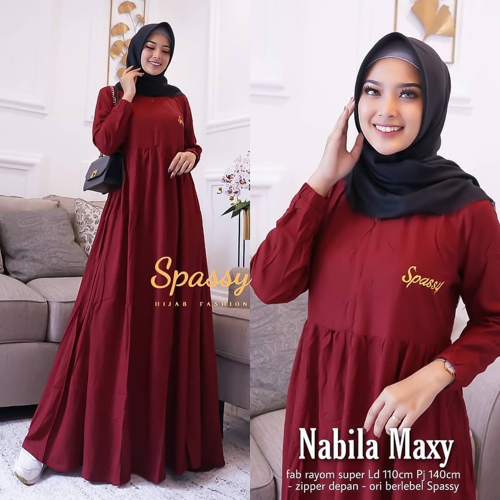 NABILA MAXI BL Bahan KATUN RAYON Gamis Wanita Terbaru 2020 Kekinian Gamis Terbaru Gamis Jumbo Murah