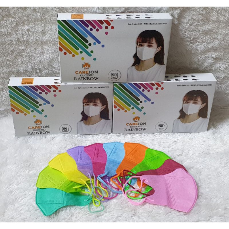 Masker Duckbill Rainbow Garis Mirip Sensi