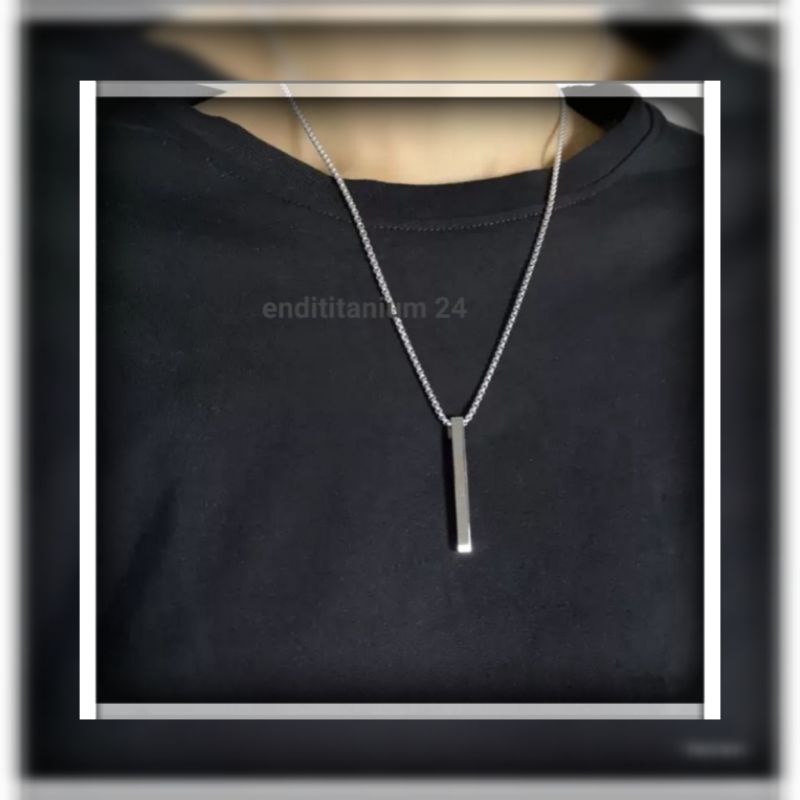 KALUNG TITANIUM PRIA WANITA MODEL TERBARU LIONTIN BALOK