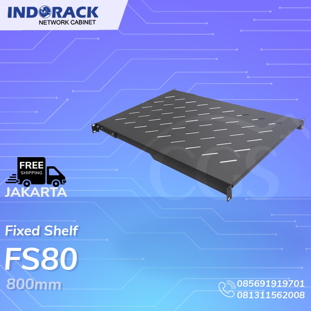 FS80 - Fixed Shelf, Depth 550mm 19&quot; - INDORACK