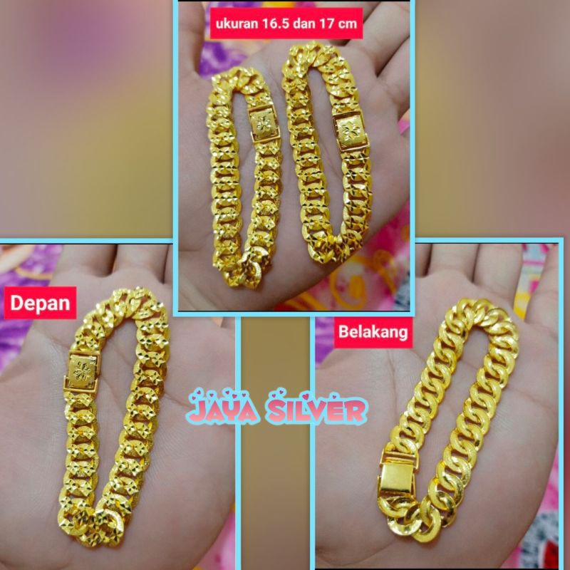 GELANG SISIK NAGA PERAK 925 LAPIS MAS KUNING 24K