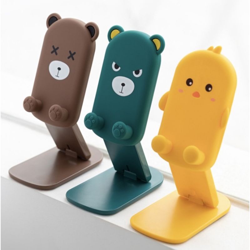 Holder Hp Stand Cartoon Desktop phone holder 2 pilihan Warna  COKLAT   KUNING