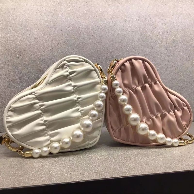 CK Bead Handle Heart Evening Bag