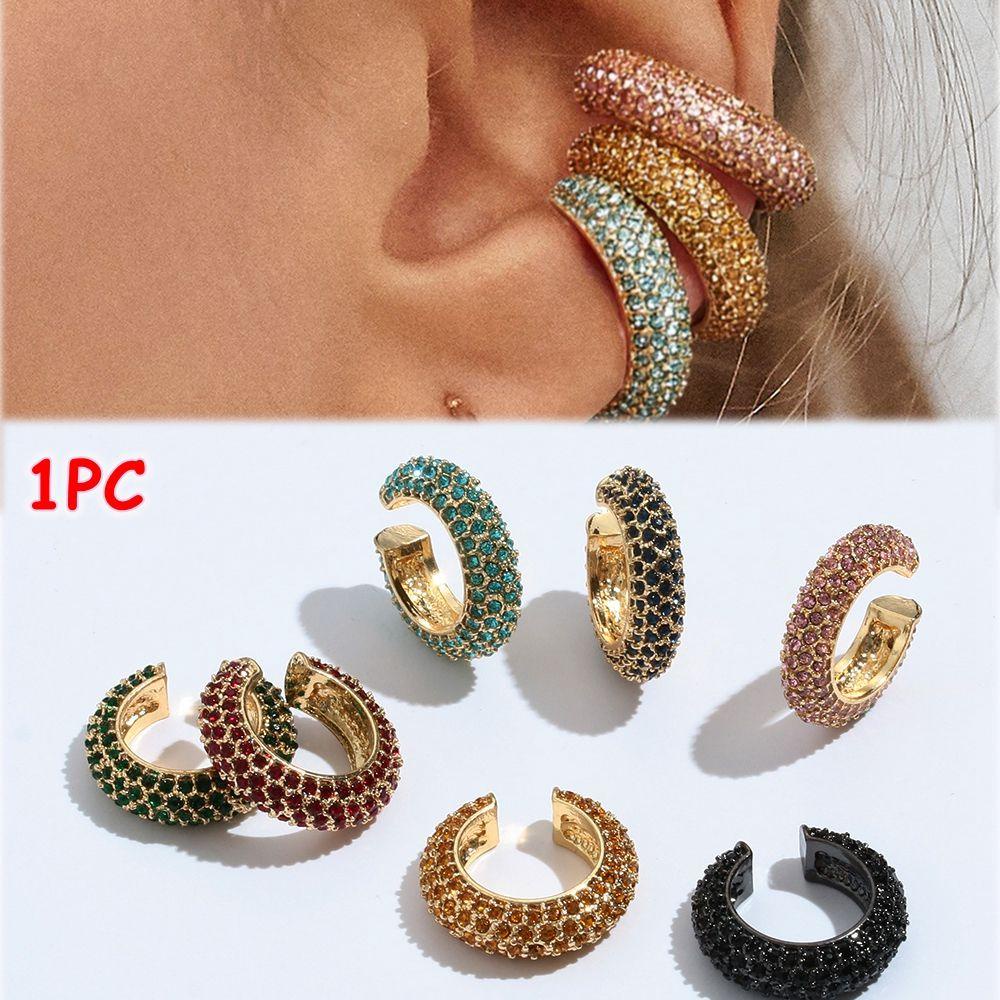 Nanas CZ Cuff Earrings Wanita Pesta Tanpa Tindik Tanpa Tindik Anting Tindik