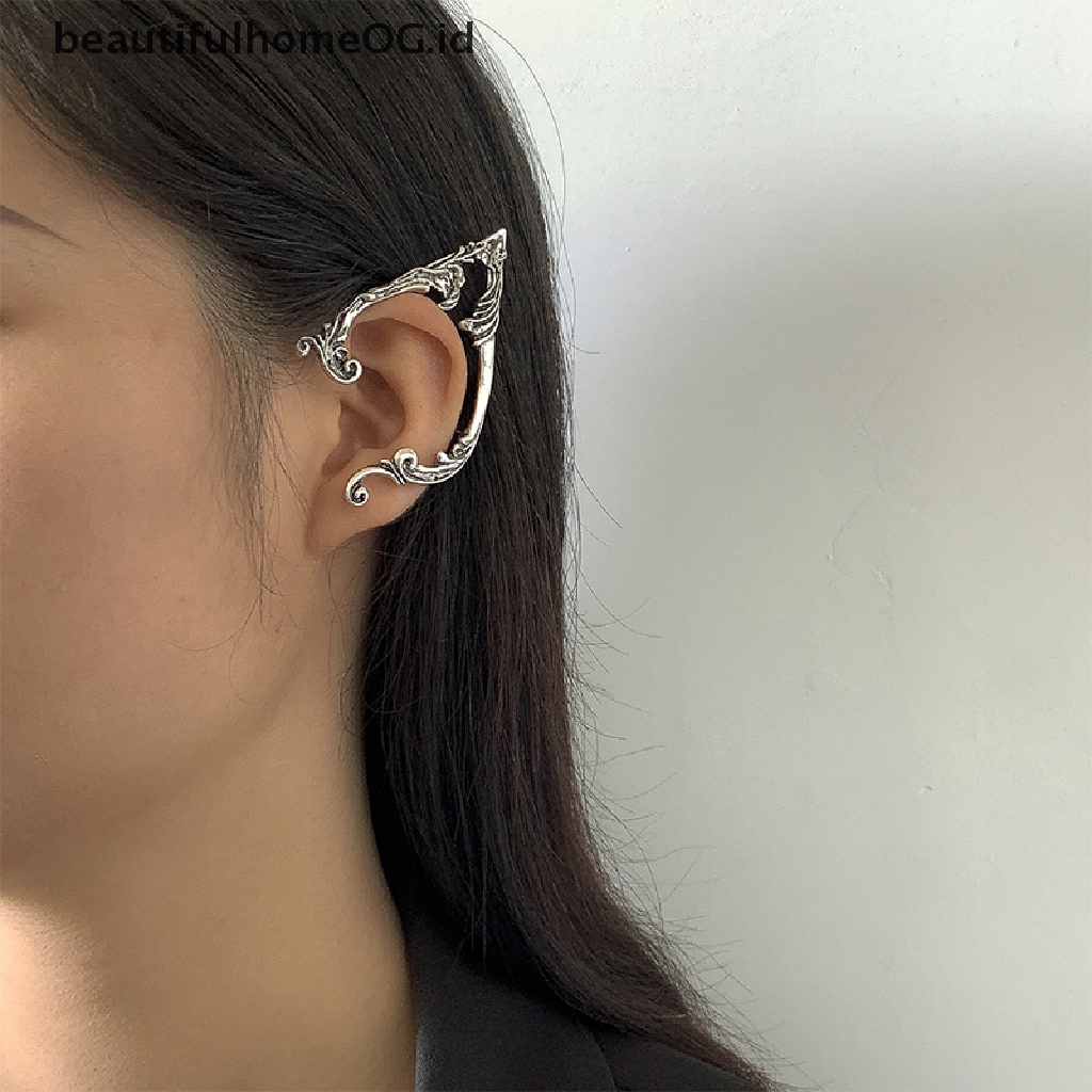 Anting Klip Tanpa Tindik Desain Dark Elf Untuk Wanita