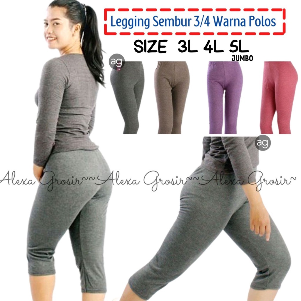 Legging Warna 3/4 Bahan Spandex 3/4 Size 3L 4L 5L sembur