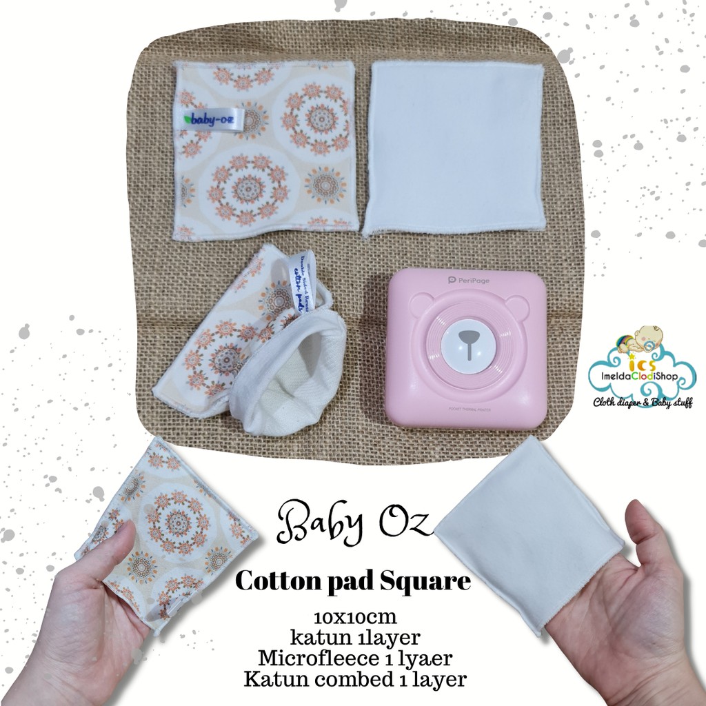 cotton pad Square Persegi babyOz kapas cuci ulang berkantong