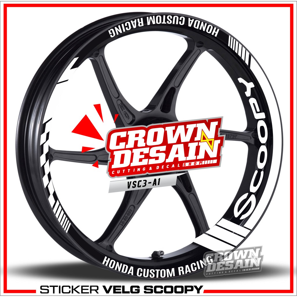 Decalmotor Stiker Cutting Velg Scoopy StickerVelg Racing Scoopy Modif VSC3 Sticker Putih