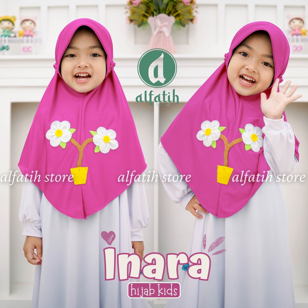 JILBAB ANAK TK - SD INARA / BUNGA INARA / JILBAB ANAK USIA 4-7 TAHUN / PAKAIAN MUSLIMANAK PEREMPUAN / KERUDUNG ANAK TK / HIJAB ANAK TK-SD KHIMAR ANAK