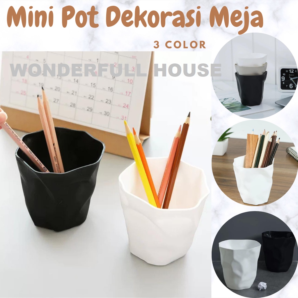 Tempat Pensil Meja Bulat Mini Dekorasi Pot Bunga Gaya Nordic Serbaguna