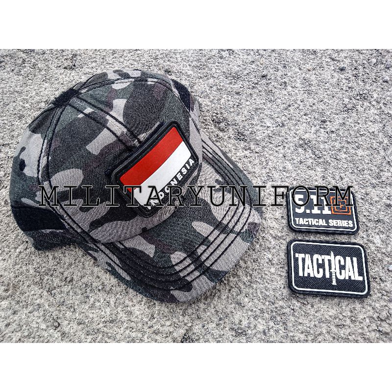 topi loreng rusia velcro