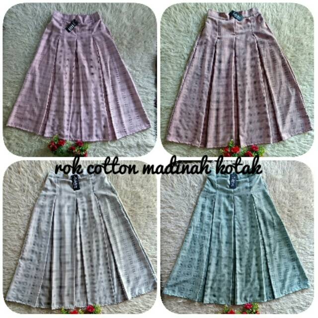Rok dewasa katun madina motif kotak