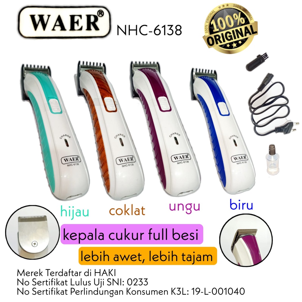 ALAT CUKUR RAMBUT/KUMIS/JENGGOT (HAIR CLIPPER) WA 6138 ORIGINAL WAER