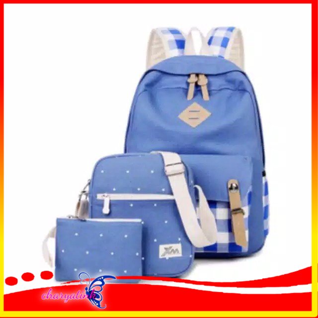 Charyatink - Tas Ransel 3in1 wanita Sekolah Trendy Stylish Korea