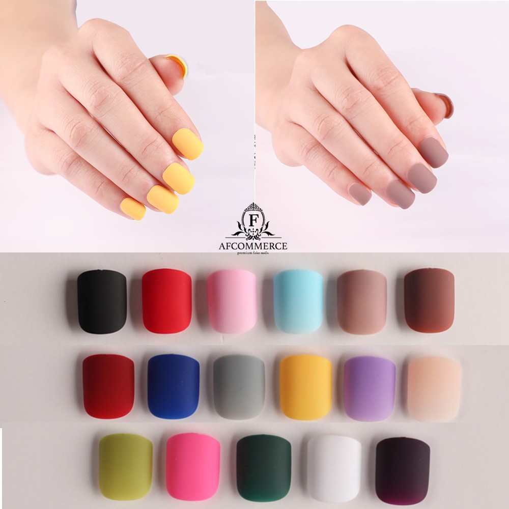 KUKU PALSU FAKE NAILS MATTE SQUARE SHORT STYLE  24 pcs BAG 3