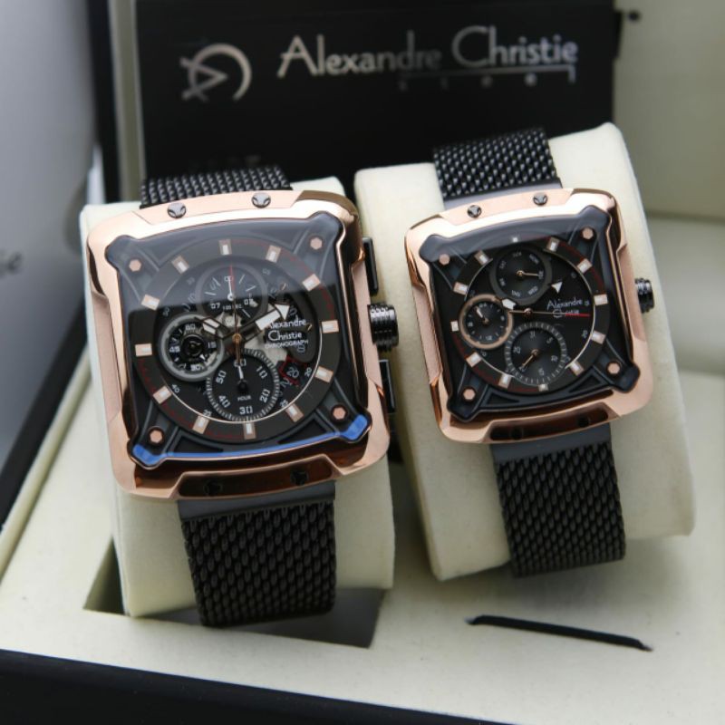 [BEST SELLER✔]JAM TANGAN COUPLE ALEXANDRE CHRISTIE AC3030 / AC 3030 ROSEGOLD BLACK ORIGINAL