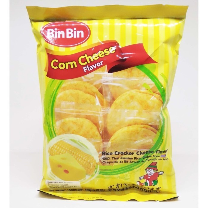 Bin Bin Rice Cracker Corn Cheese Kerupuk Biskuit Beras Non MSG 105Gr