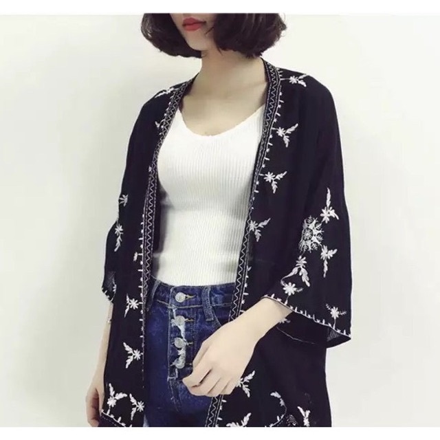 Cardigan Kotak Kotak Crinkle Import Loose Brown Halus B4K7 Print Panjang Modern Kondangan Crop Swite
