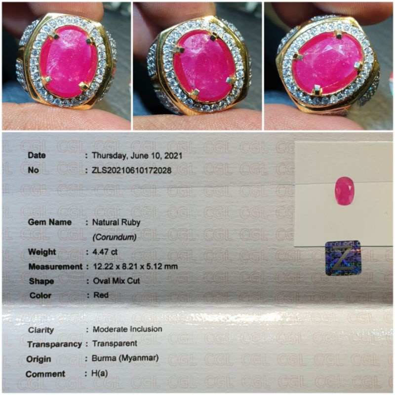 Natural Ruby Burma Myanmar Sertifikat 4.47 crt